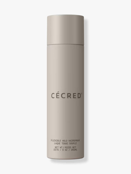 Cécred Flexible Hold Hairspray griege bottle of hairspray on light gray background